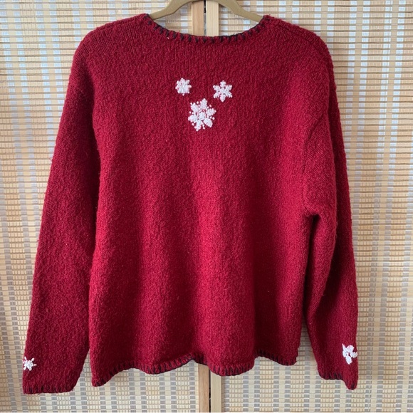 Croft & Barrow Christmas Snowman Cardigan Sweater Silk Wool Blend XL - Picture 2 of 4